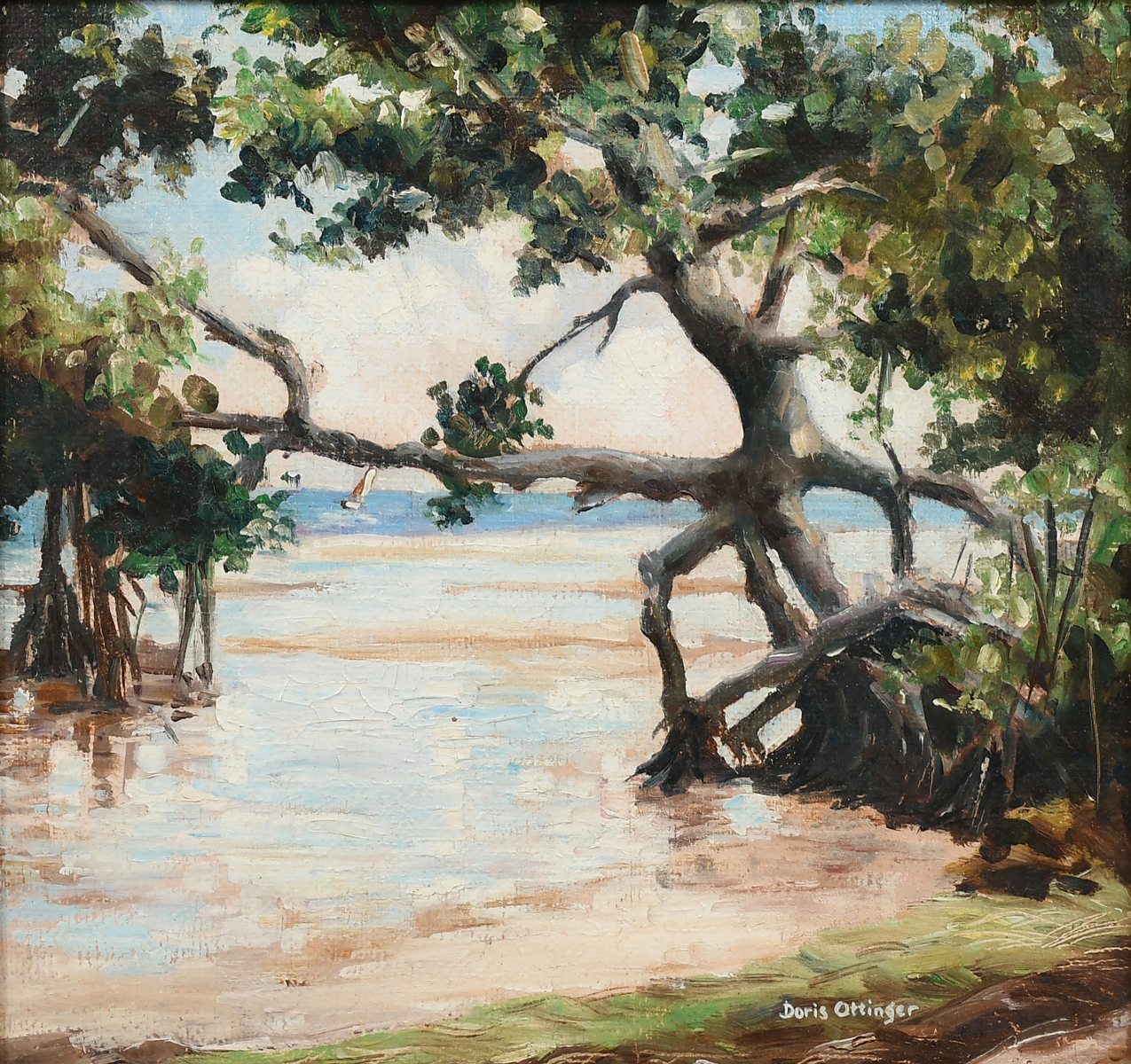 Appraisal: OTTINGER Dorris Mid- th Century Mangrove Trees Oil Board ''