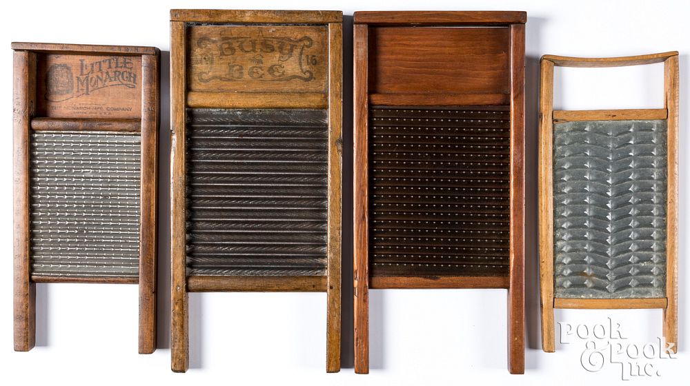 Appraisal: Four small washboards with tin panels Four small washboards with