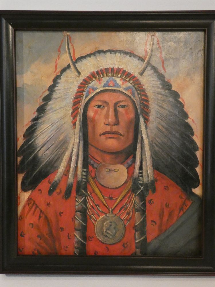 Appraisal: NATIVE AMERICAN KIOWA PORTRAIT Mid th century oil portrait on