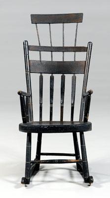 Appraisal: Labeled Windsor comb-back rocker black painted surface over probably original