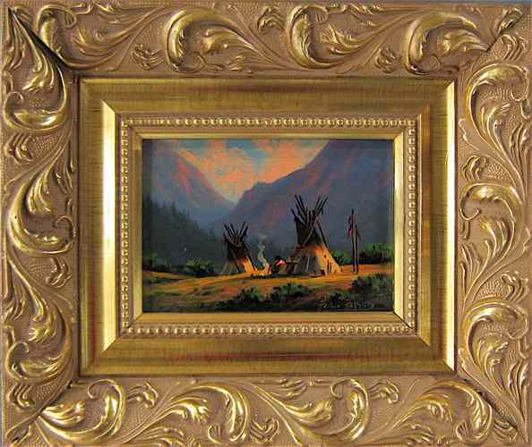 Appraisal: HEINIE HARTWIG OIL ON MASONITE California born An Indian Encampment