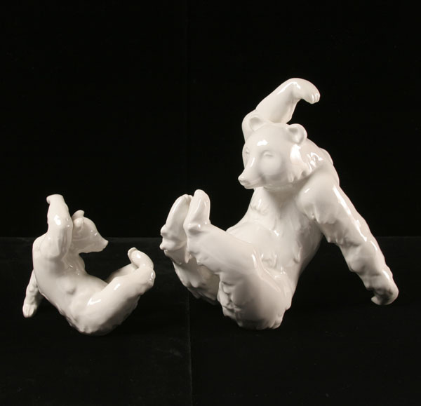 Appraisal: Two KPM German porcelain bears marked on the base Largest