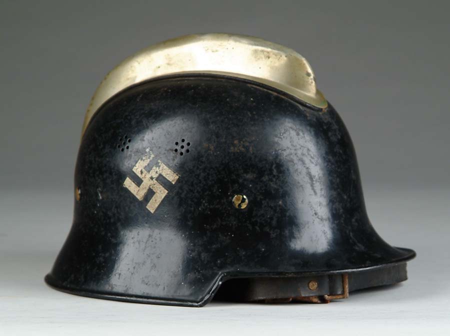 Appraisal: RARE NAZI POLICE OR FIREMEN S HELMET Lightweight helmet with