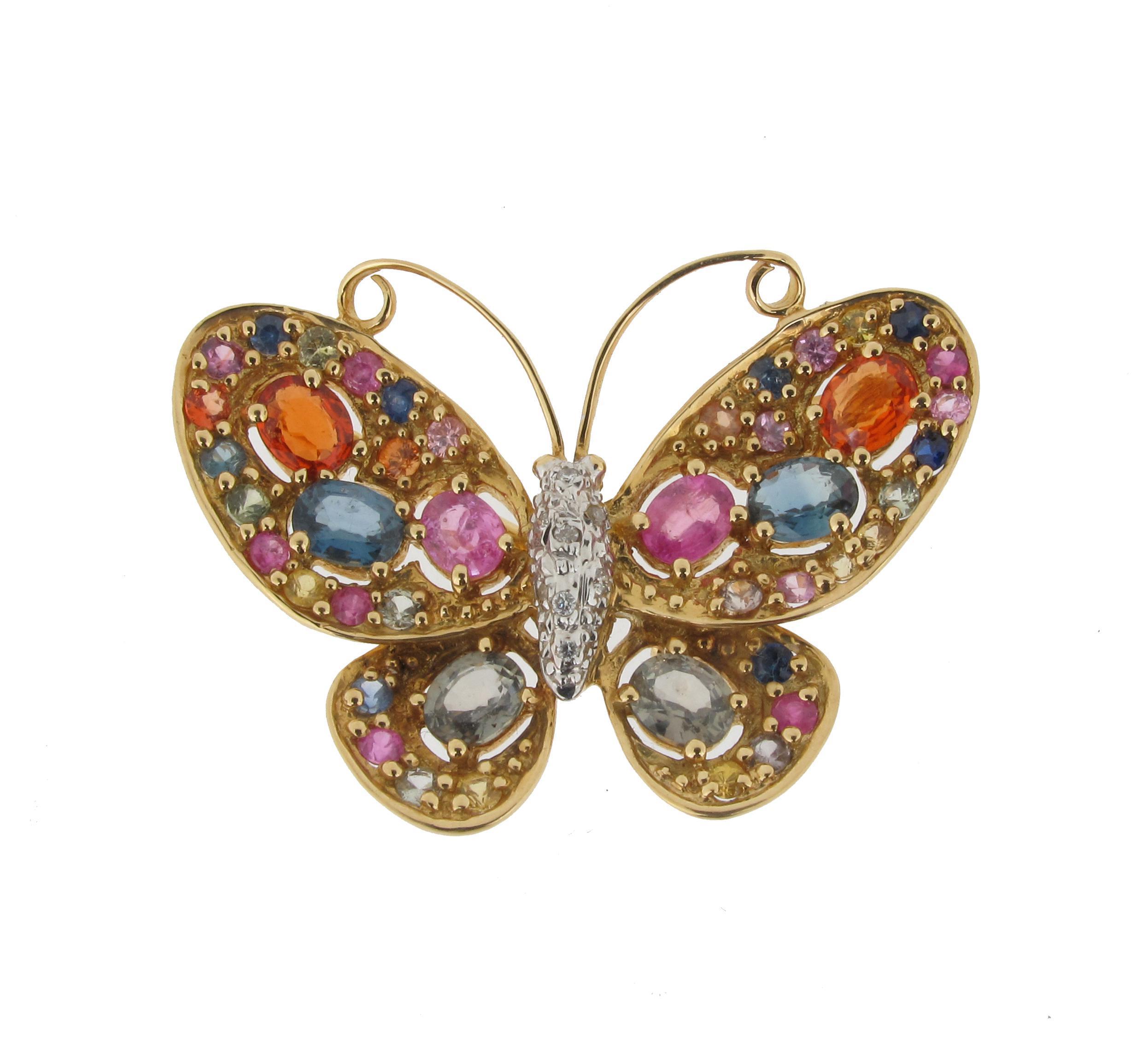 Appraisal: A gold butterfly brooch set with sapphires and diamonds