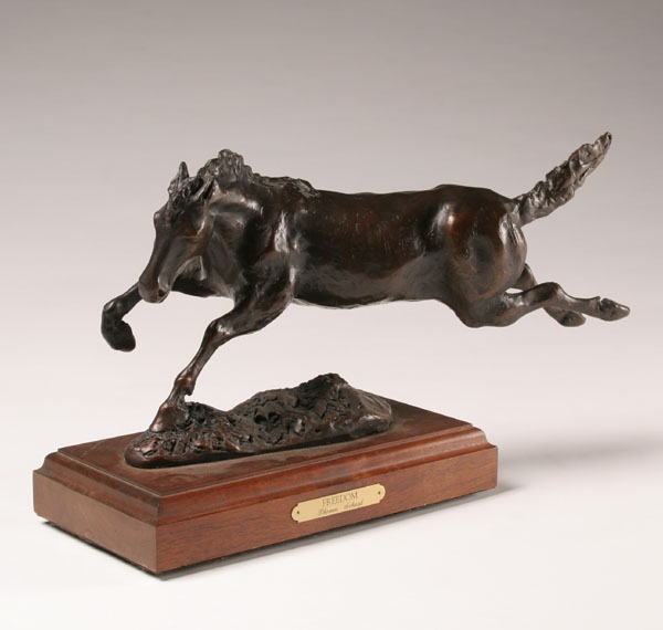 Appraisal: Thomas Schwab bronze horse sculpture lunging steed mounted on swivel