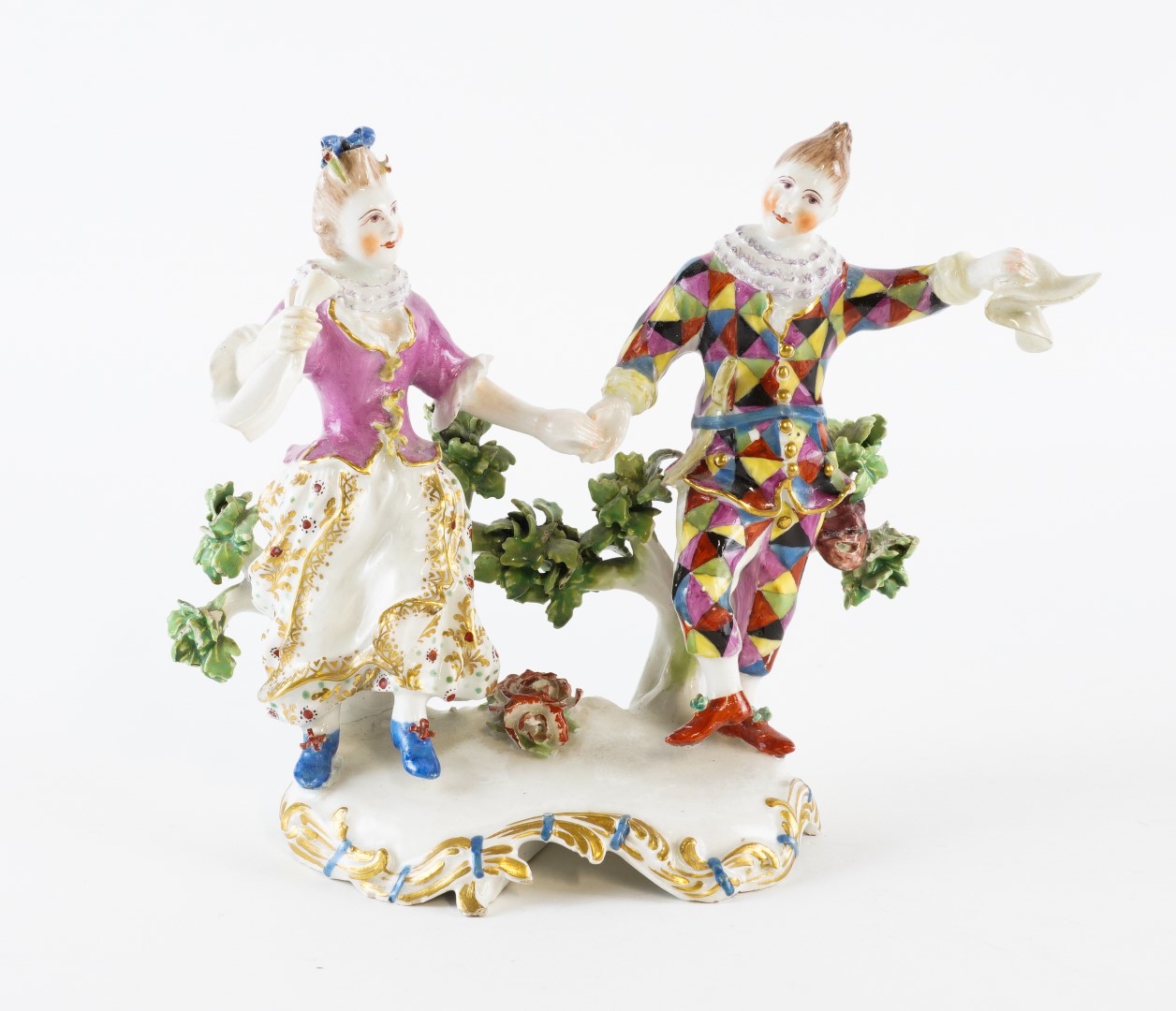 Appraisal: A RARE BOW PORCELAIN GROUP OF HARLEQUIN AND COLUMBINE Circa