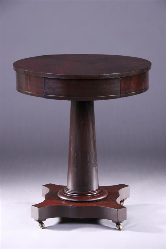 Appraisal: AMERICAN EMPIRE FLAME MAHOGANY DRUM TABLE Probably Boston circa -