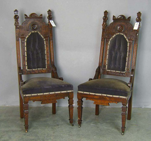 Appraisal: Pair of Victorian hall chairs