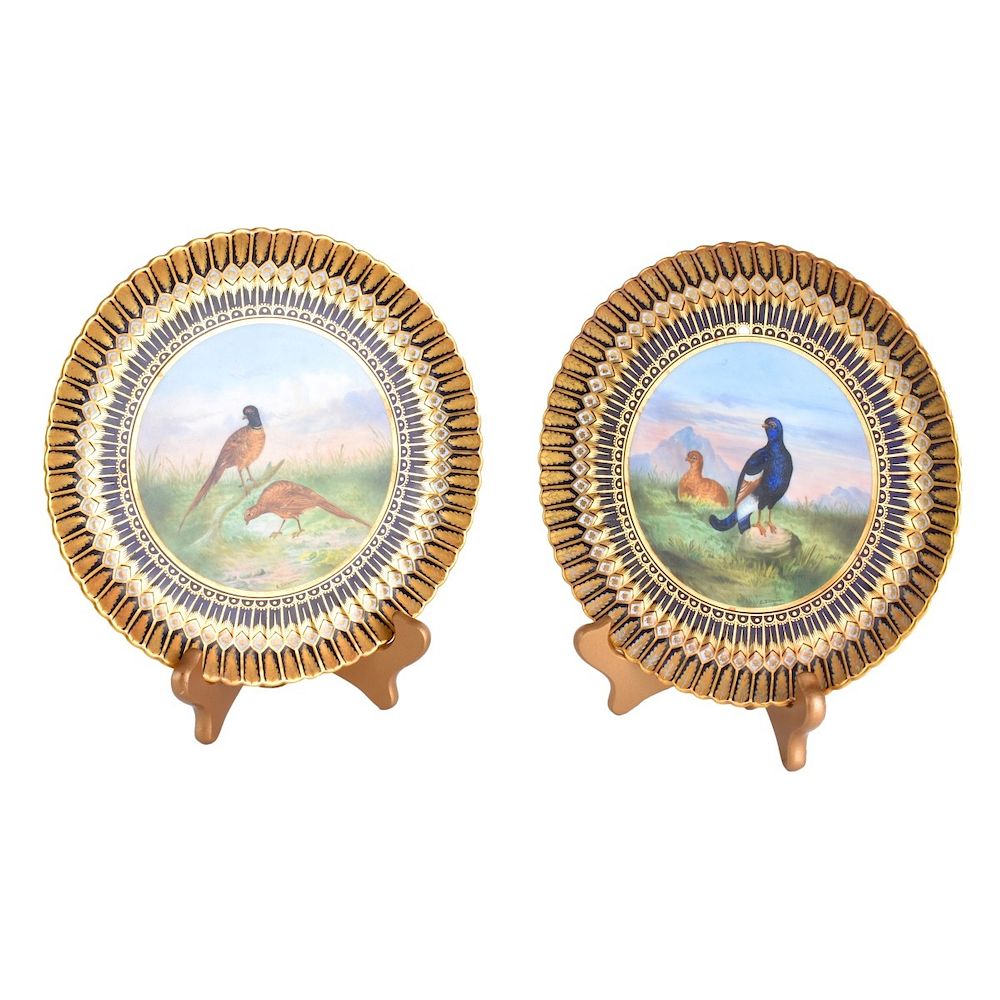 Appraisal: Tiffany Cabinet Plates Pair of Tiffany and Co Fine Painted