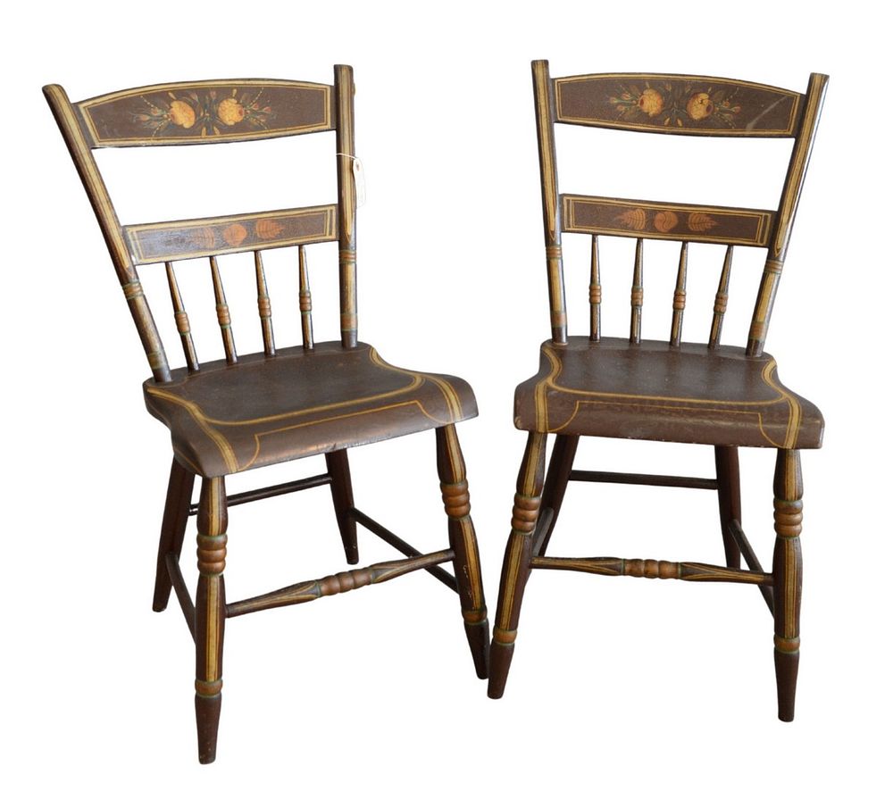 Appraisal: Pair Thumback Side Chairs in old paint signed on bottom