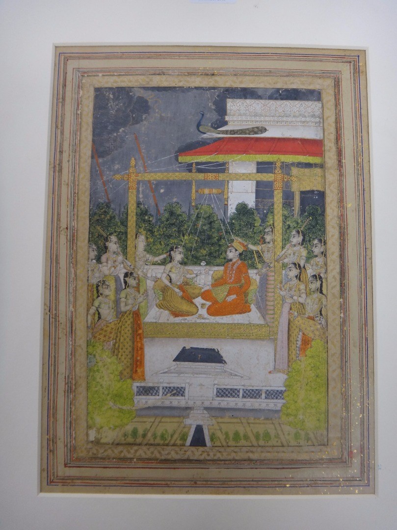 Appraisal: An illustration to a Ragamala series Hindol Raga provincial Mughal