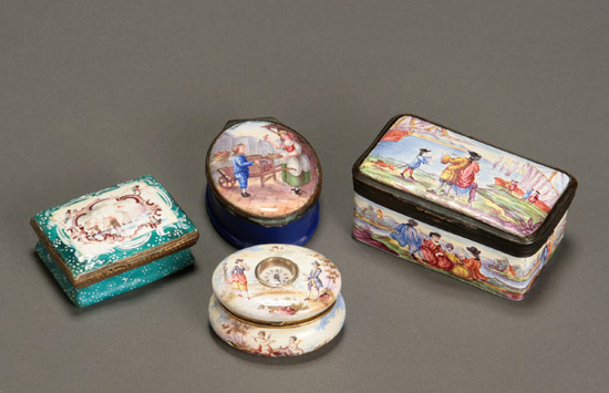 Appraisal: Group of Four Enamel Boxes th Century The first two