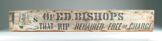 Appraisal: WOOD SHOE TRADE SIGN Country sign which begins with the