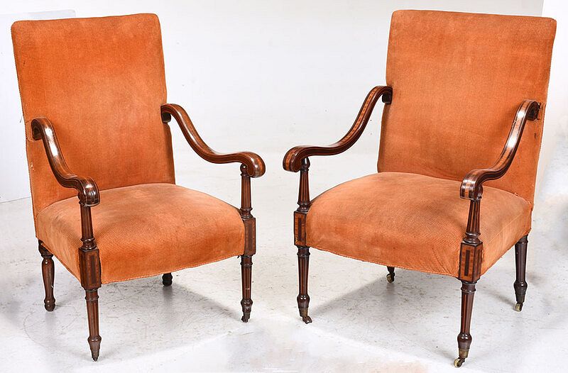 Appraisal: Pair of Regency or Regency Style Open Armchairs British th