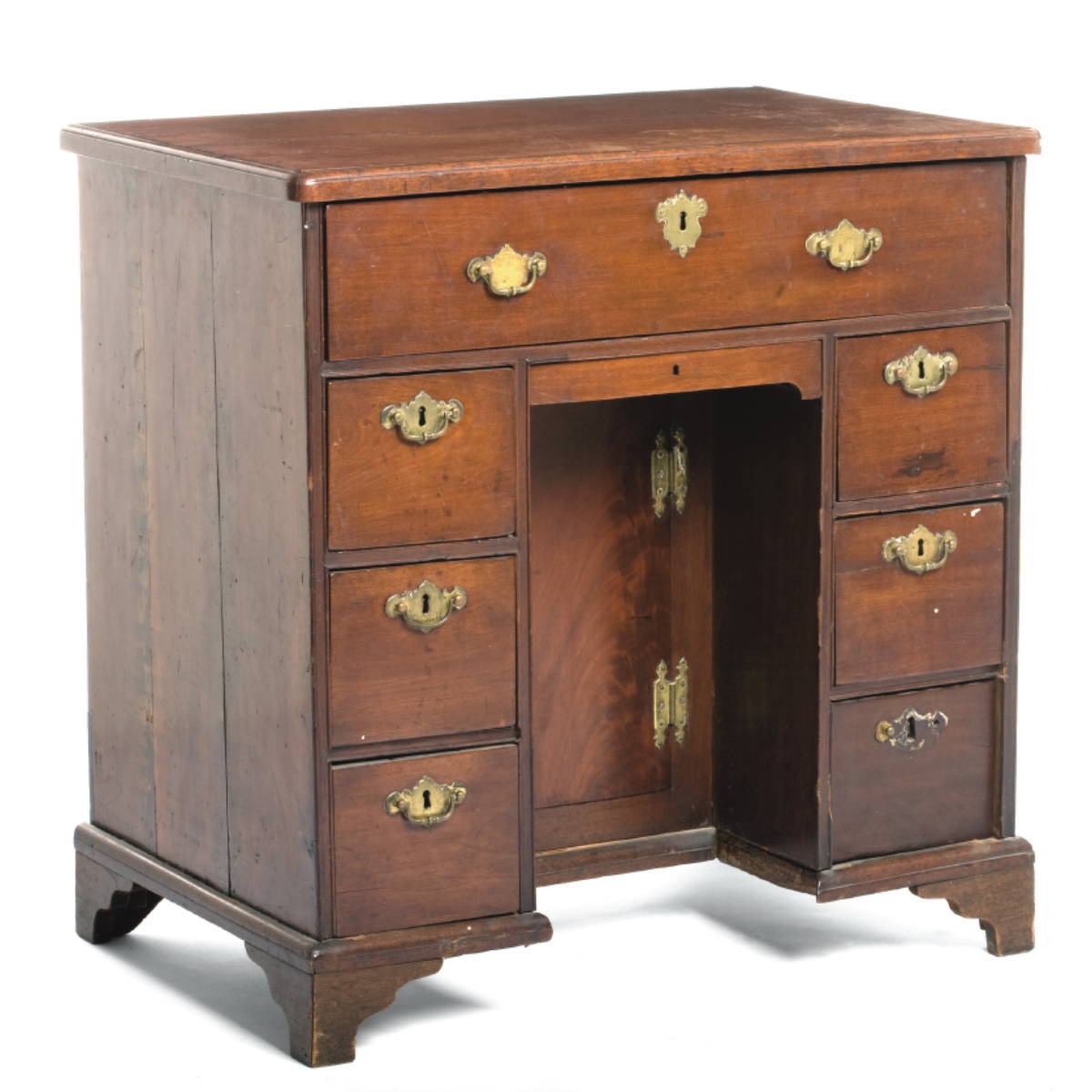 Appraisal: GEORGE III MAHOGANY KNEEHOLE DESK The rectangular top over a