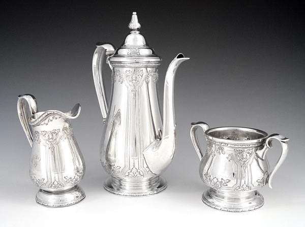 Appraisal: WATSON NAVARRE PIECE STERLING TEA SET Watson company in the