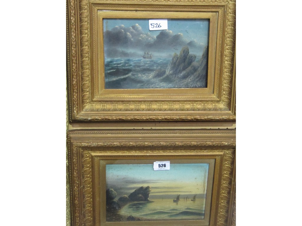 Appraisal: Pair of oil on board seascapes