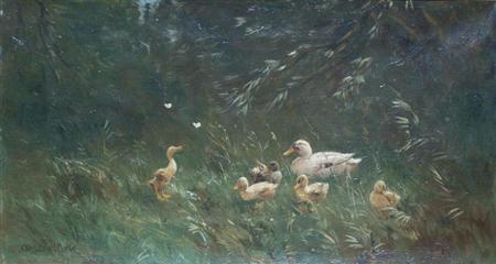 Appraisal: David Adolph Constant Artz Dutch - Ducks and Butterflies Estimate