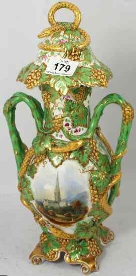 Appraisal: th Century Porcelain Two Handled Vase and Cover modelled with