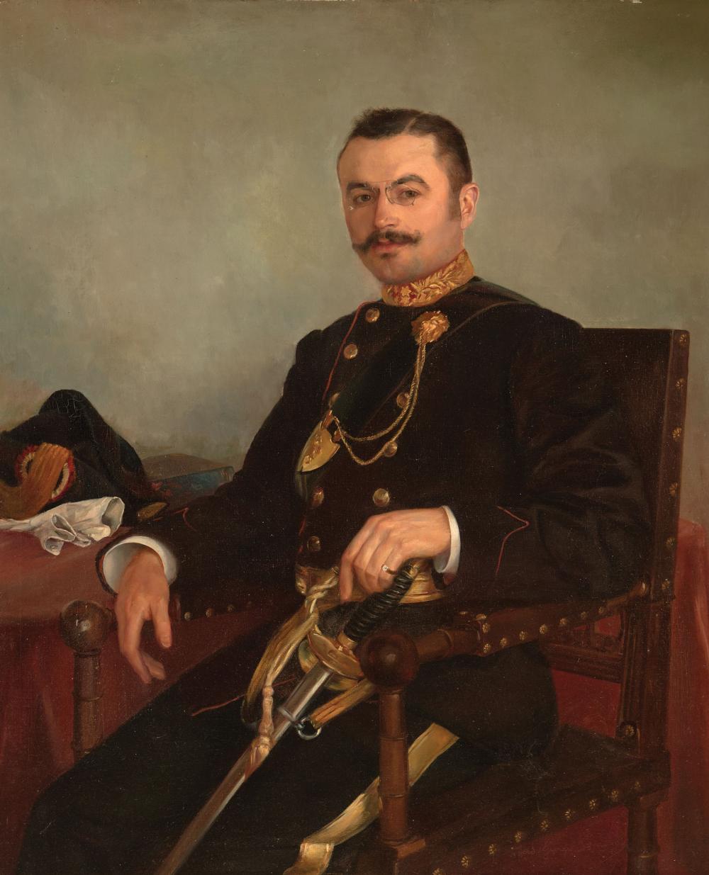 Appraisal: Georges Lemmers Belgian - Portrait of a Seated Military Officer