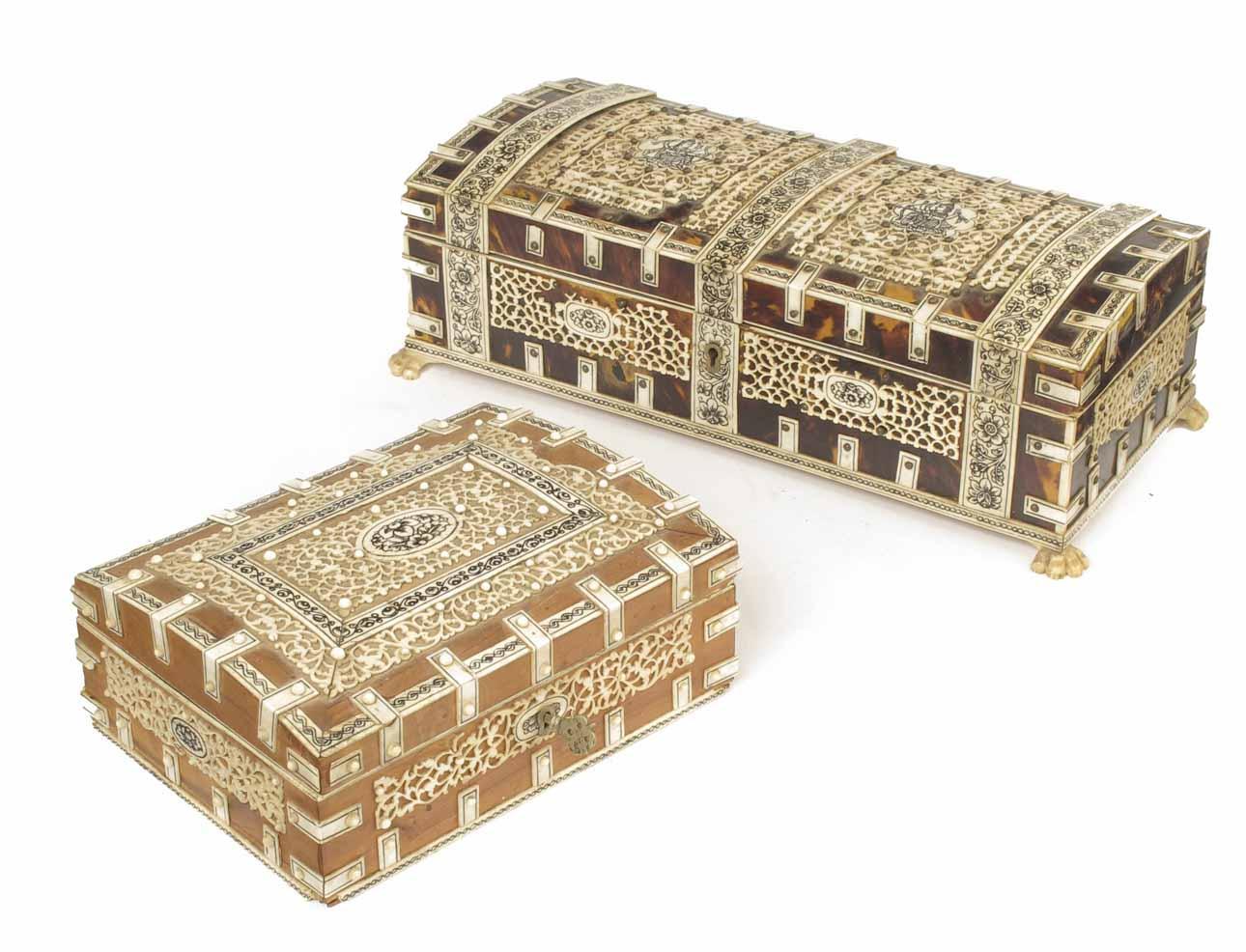 Appraisal: An Anglo-Indian tortoiseshell and ivory mounted box