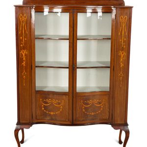 Appraisal: An Edwardian Mahogany and Marquetry Vitrine Cabinet th Century Height