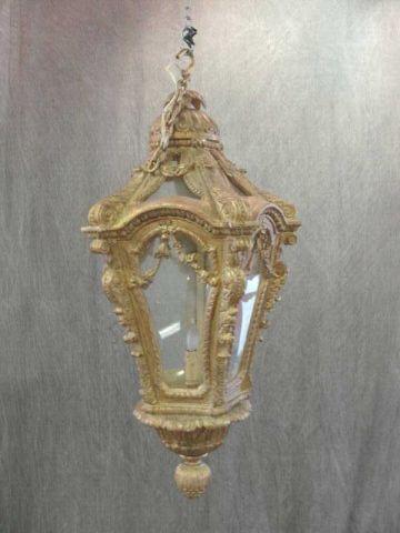 Appraisal: Large Giltwood Hanging Lantern As is From a Larchmont home