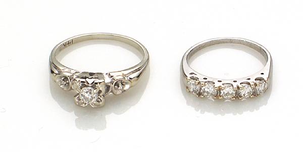 Appraisal: A diamond platinum and k white gold wedding set