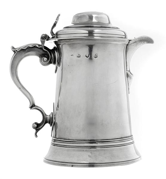 Appraisal: A GEORGE III ENGLISH SILVER FLAGON LONDON of tapering cylindrical