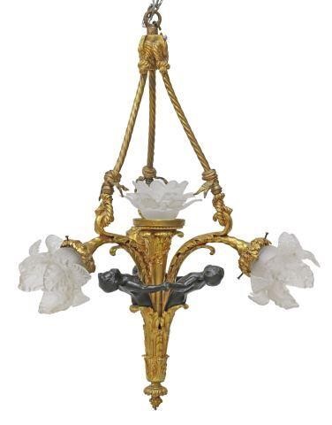 Appraisal: French Belle Epoque gilt bronze four-light chandelier early th c