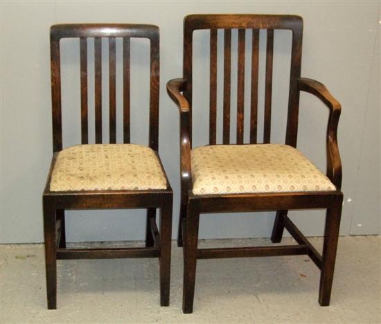 Appraisal: Set of eight George III style oak railback dining chairs