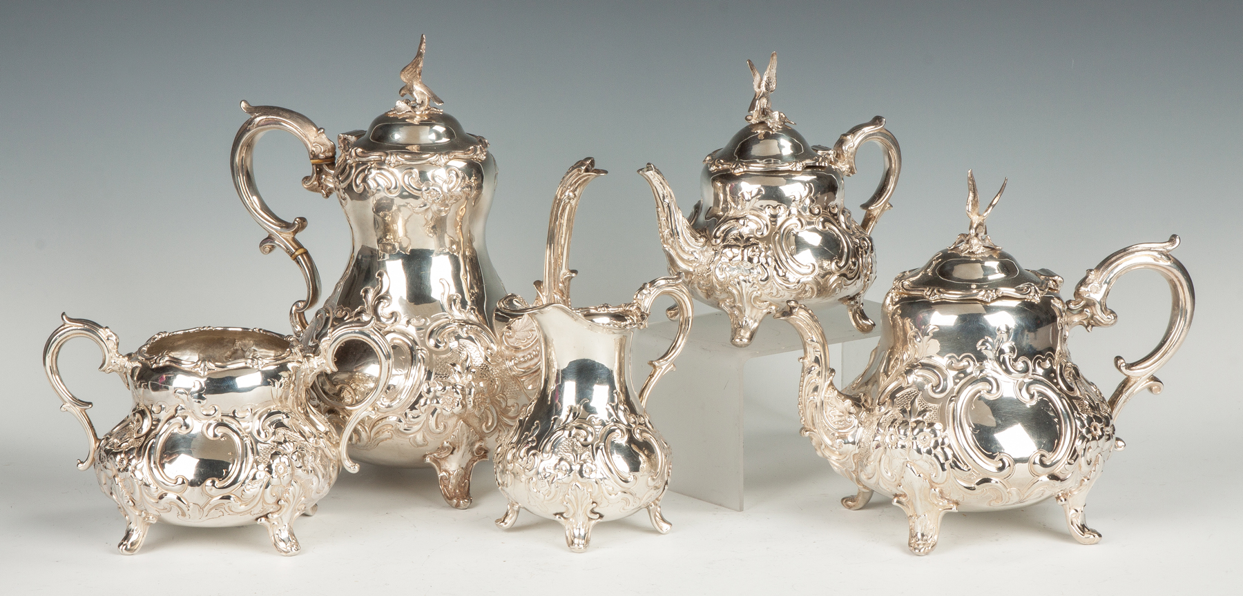 Appraisal: Five Piece English Sterling Silver Tea Set th cent With