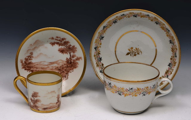 Appraisal: French monochrome porcelain coffee cup and saucerand a Worcester tea