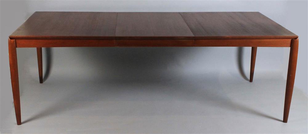 Appraisal: DANISH MODERN TEAK DINING TABLE with sculptural corner design and