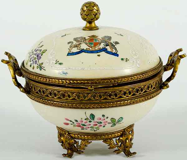 Appraisal: French Porcelain and Metal Mounted Box French th century a