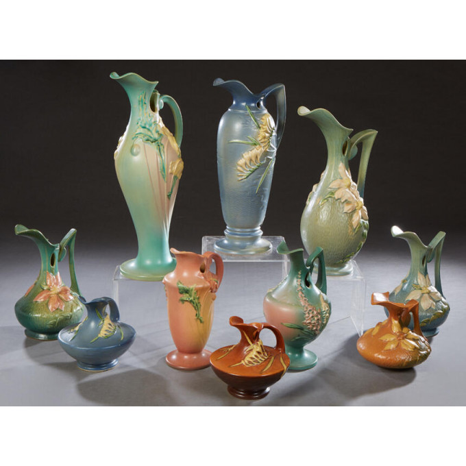 Appraisal: Ten Pieces of Roseville Pottery consisting of - Clematis -