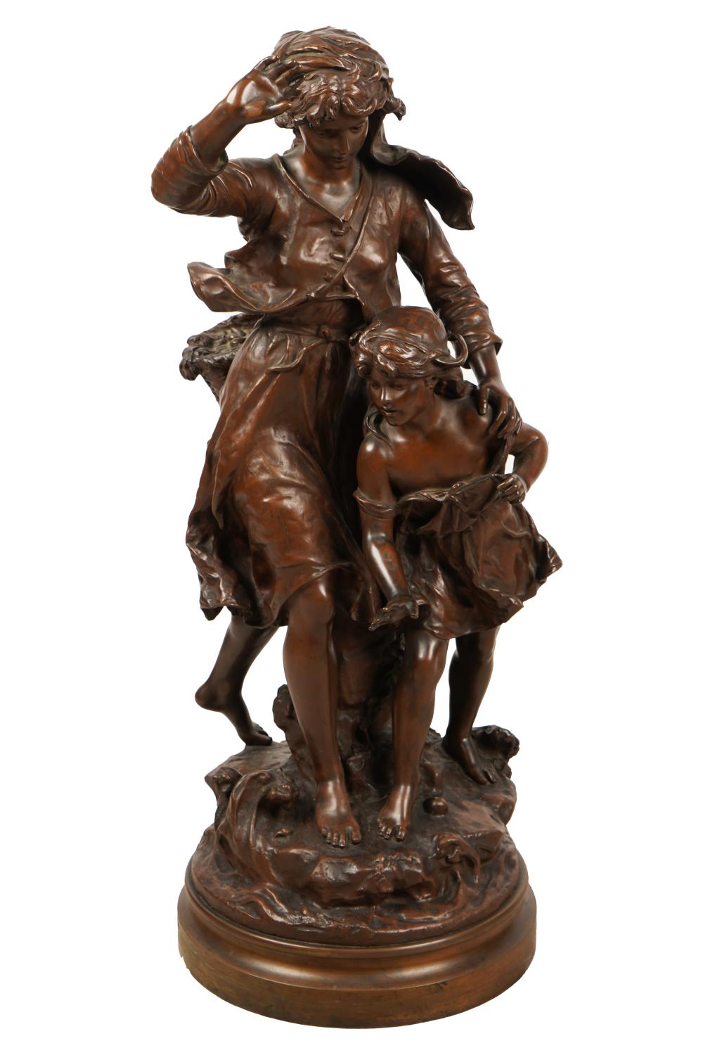 Appraisal: AFTER MATHERIN MOREAU TWO WOMENbronze group inscribed in casting inches