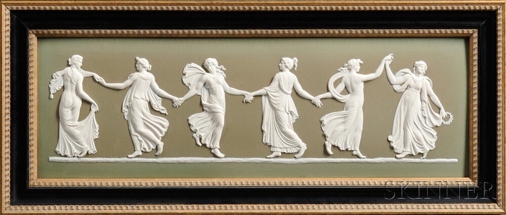 Appraisal: Wedgwood Green Jasper Dip Dancing Hours Plaque England mid- th