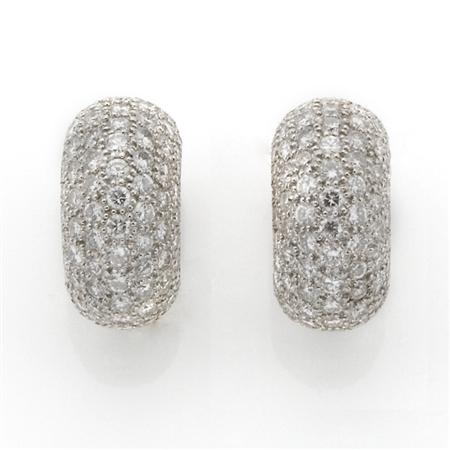 Appraisal: Pair of Diamond Bombe Half-Hoop Earrings Estimate -