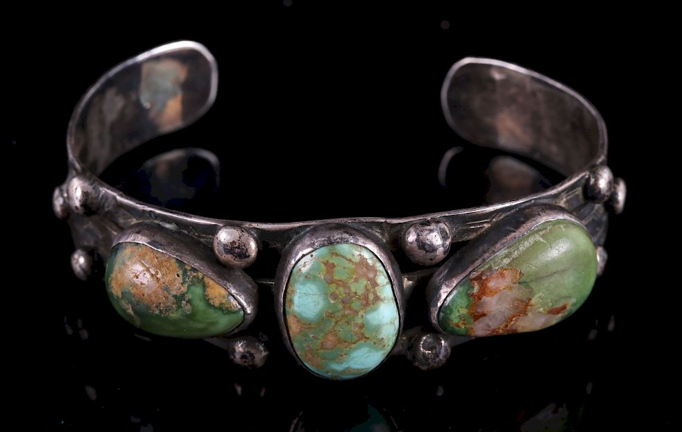 Appraisal: Navajo Royston Turquoise Silver Bracelet For your consideration is a