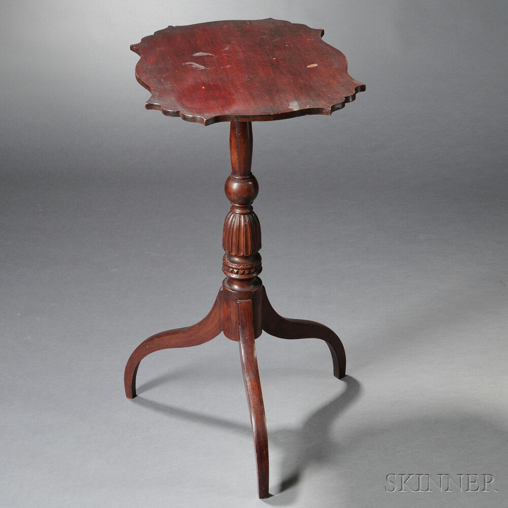 Appraisal: Federal Cherry Carved Tilt-top Candlestand possibly Vermont c the shaped