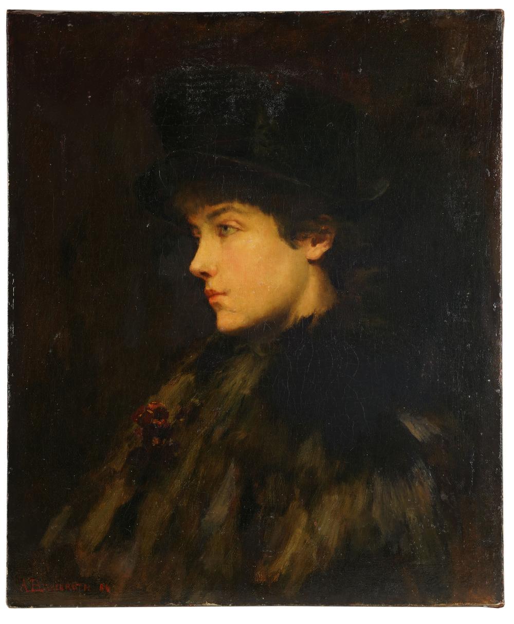 Appraisal: ADOLPH BIRKENRUTH - PORTRAIT OF A WOMAN oil on canvas