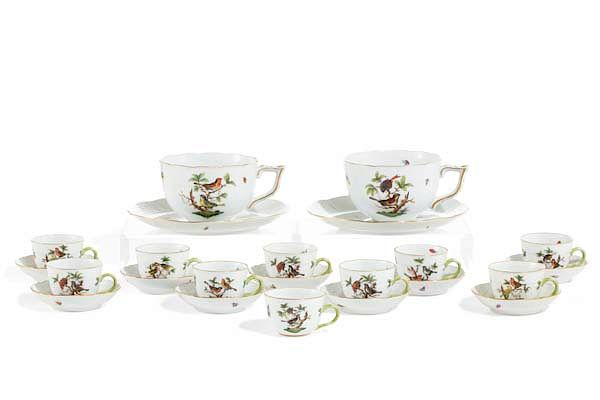 Appraisal: Eight Herend Rothschild Bird demitasse cups A set of ten