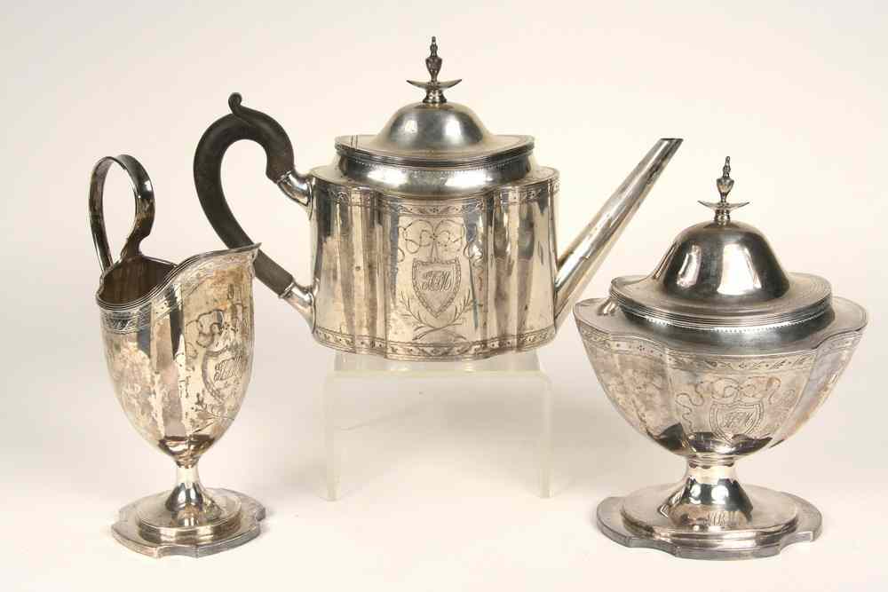 Appraisal: PC STERLING TEA SERVICE - Three Piece Tea Set by