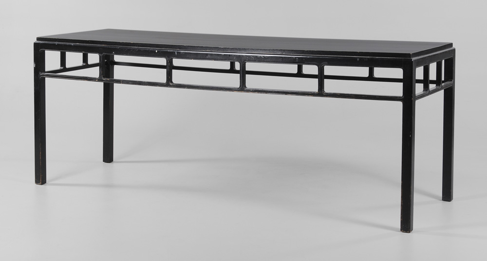 Appraisal: Ming Style Black-Painted Table Chinese modern in mixed woods with