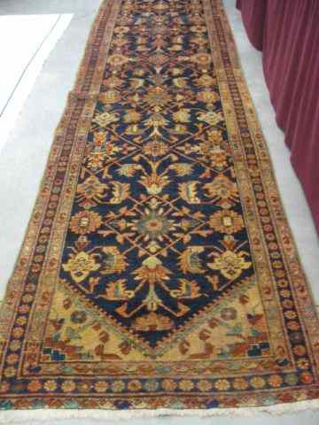 Appraisal: Malayer Persian Handmade Runner geometric flowering vine decor blue field