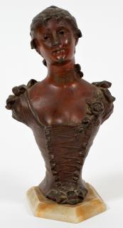 Appraisal: AFTER SYLVAIN KINSBURGER SPELTER BUST OF A WOMAN AFTER SYLVAIN