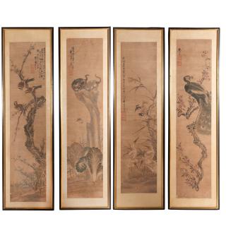 Appraisal: Japanese School set scroll paintings Japanese School set scroll paintings