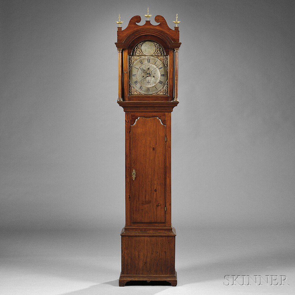 Appraisal: Samuel Mulliken Butternut Tall Clock Newburyport Massachusetts c the scroll-top