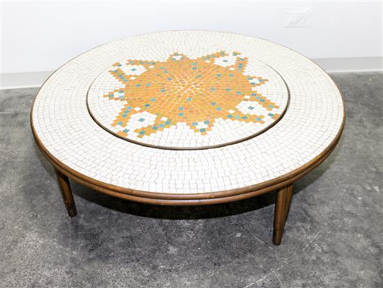 Appraisal: Sale Lot A Mid-Century Tile Inset Low Table the circular